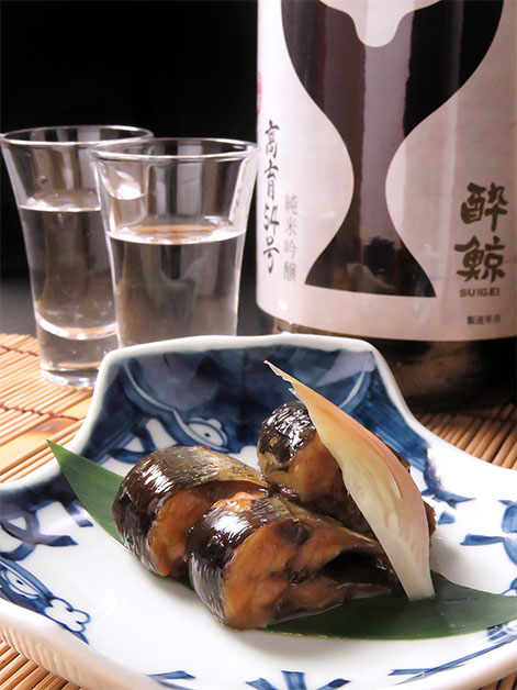 お料理：新秋刀魚の山椒煮 お酒：酔鯨（吟醸酒：高知県）